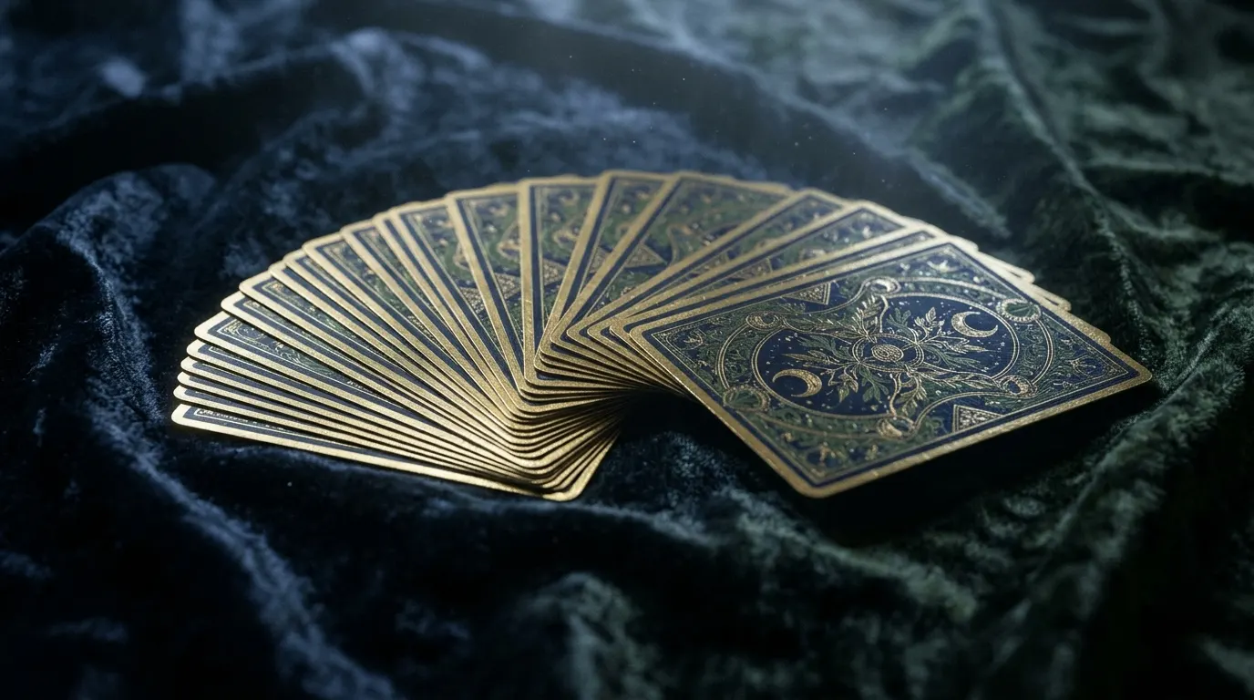 Cartas em leque sob a luz da lua